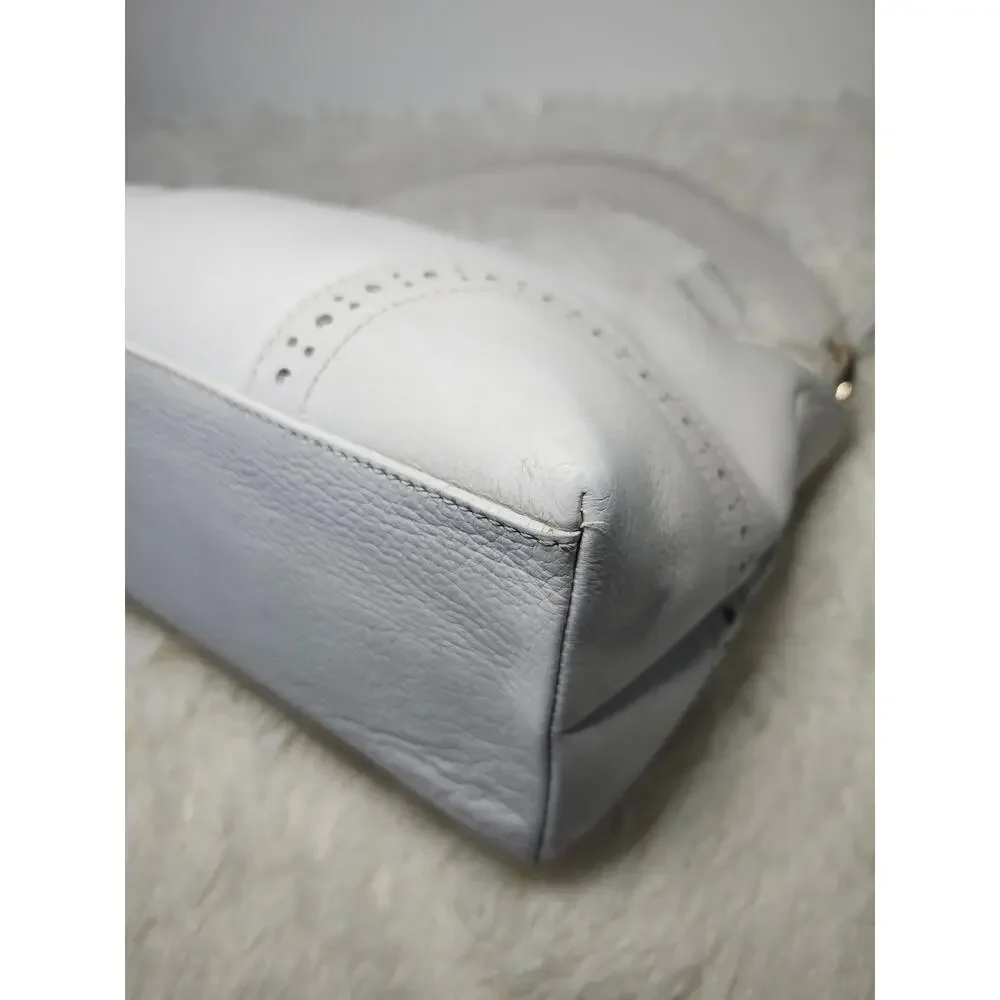 Dooney & Bourke Shoulder Bag White Leather Gold Hardware Hobo Classic Minimalist - Picture 13 of 17